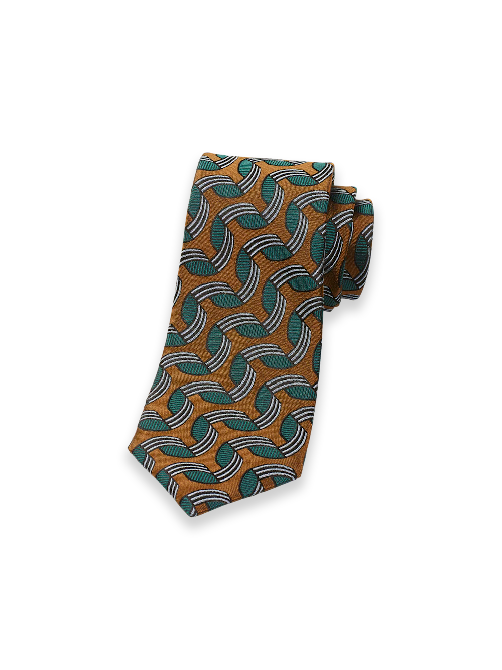 Abstract Woven Silk Tie - Brown/green