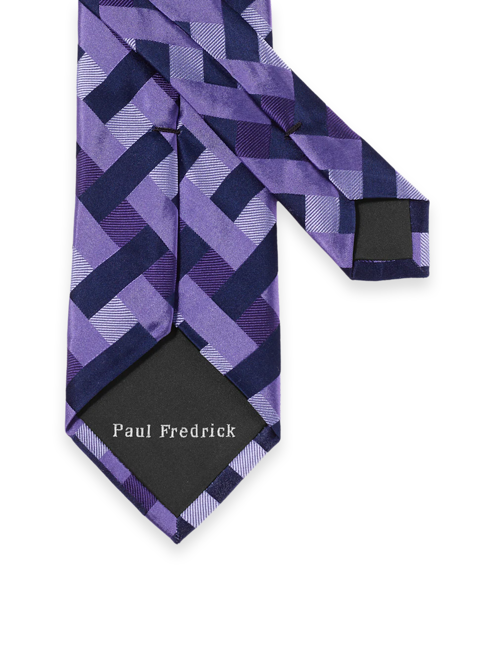 Basketweave Woven Silk Tie - Purple/navy - Image 3