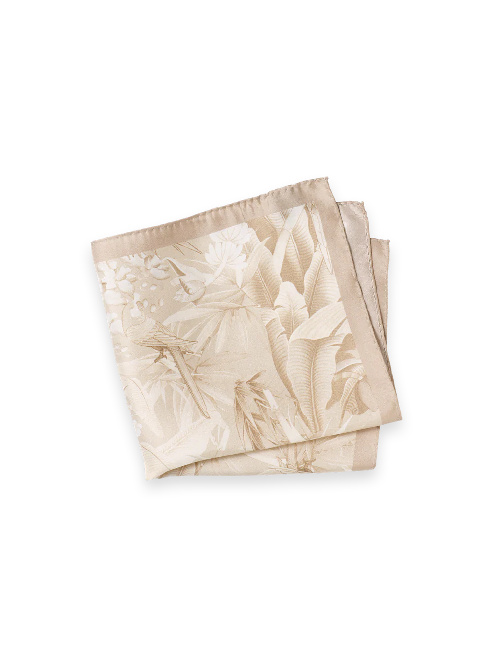 Botanical Silk Pocket Square - Tan