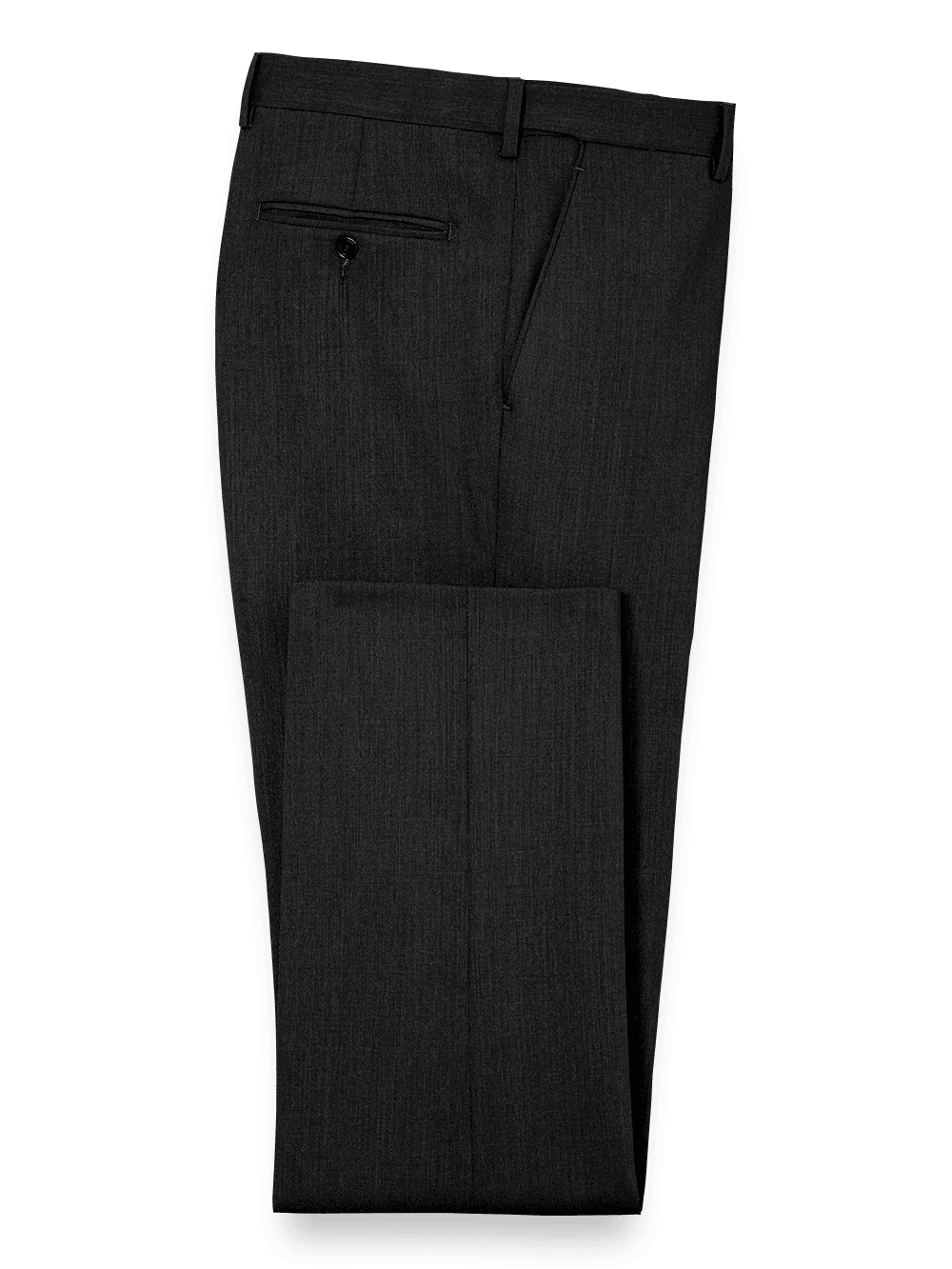 Classic Fit Essential Wool Flat Front Suit Pants - Black