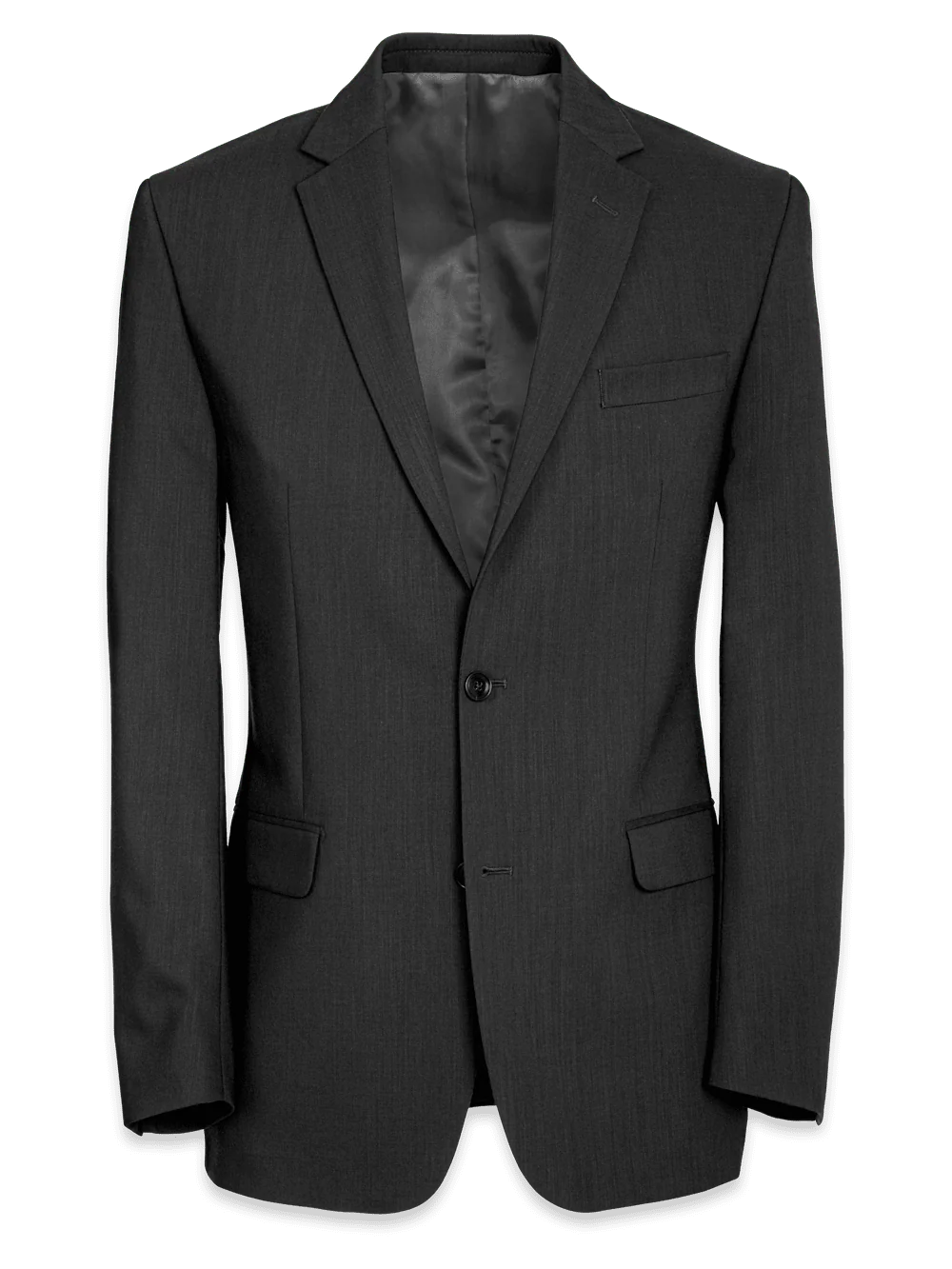 Classic Fit Essential Wool Notch Lapel Suit Jacket - Black