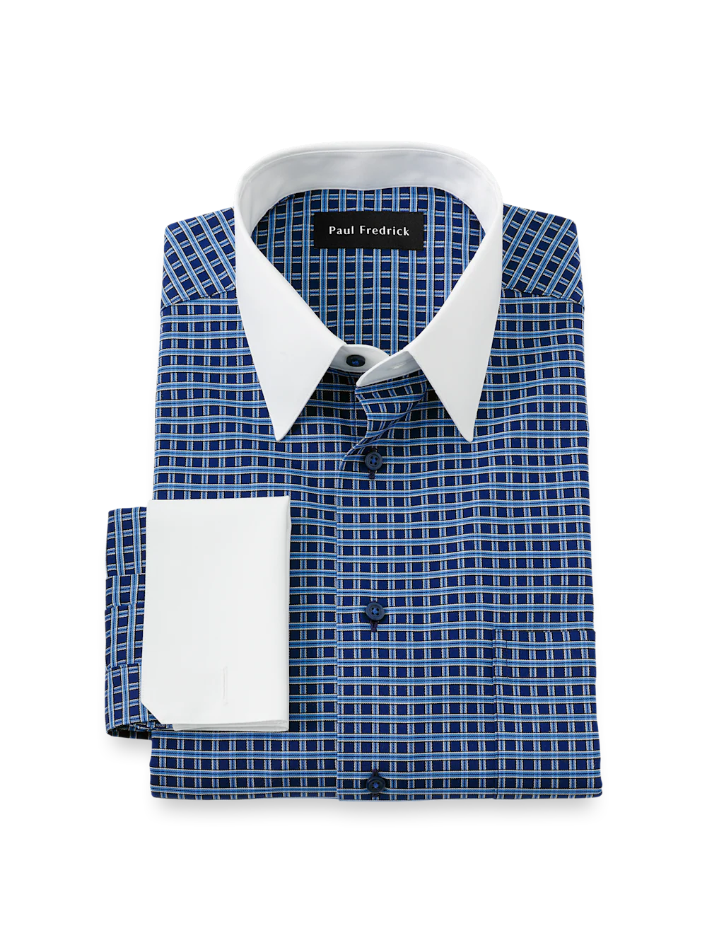 Comfort Stretch Non-Iron Check Dress Shirt - Navy