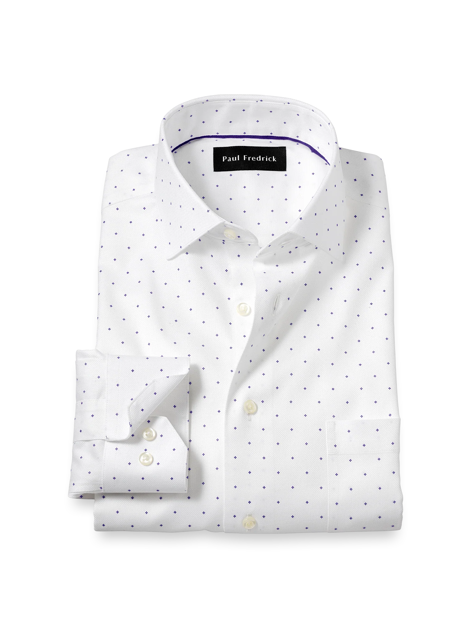 Comfort Stretch Non-Iron Geometric Dress Shirt - White/purple