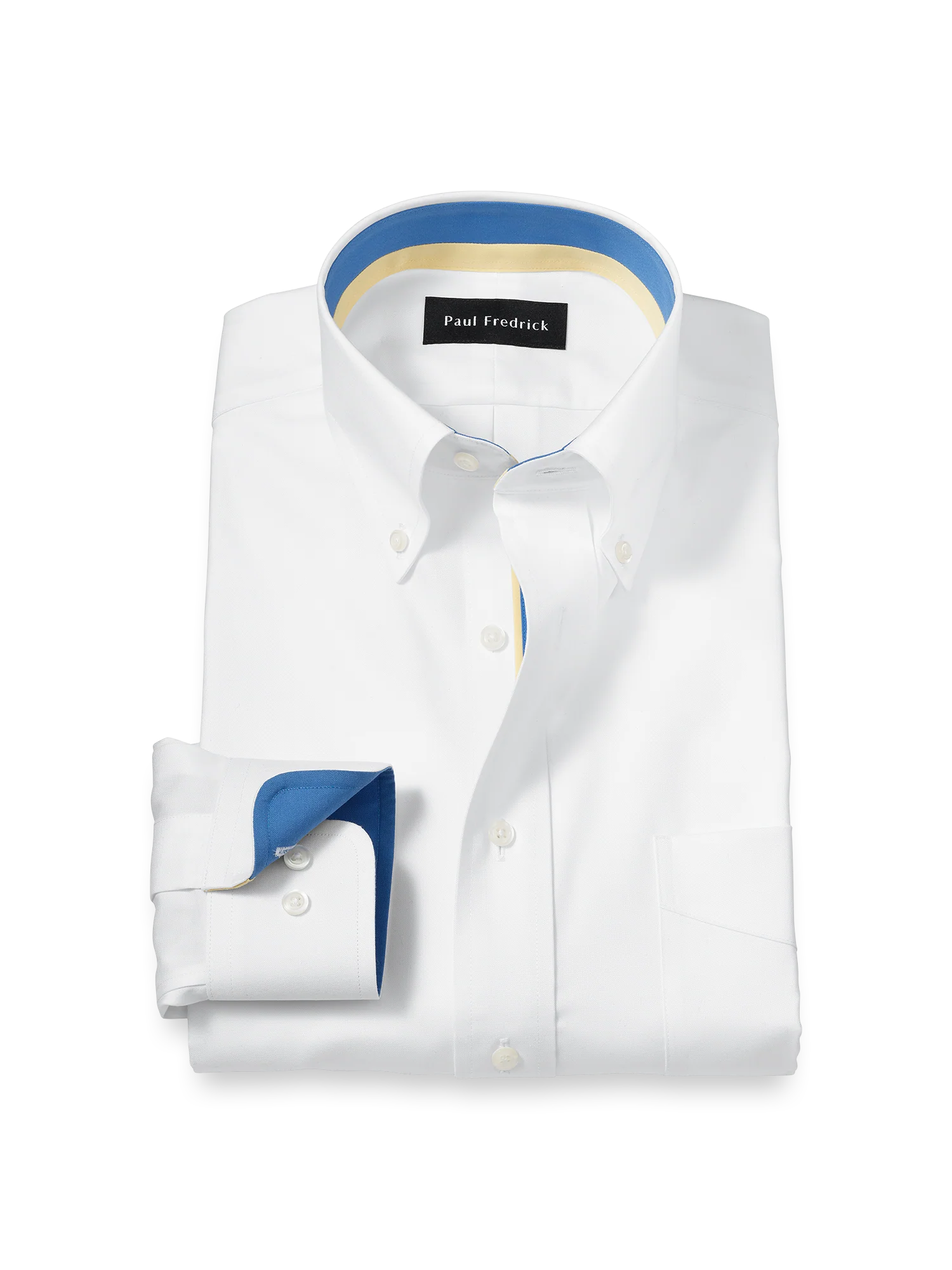 Comfort Stretch Non-Iron Solid Dress Shirt With Contrast Trim - White