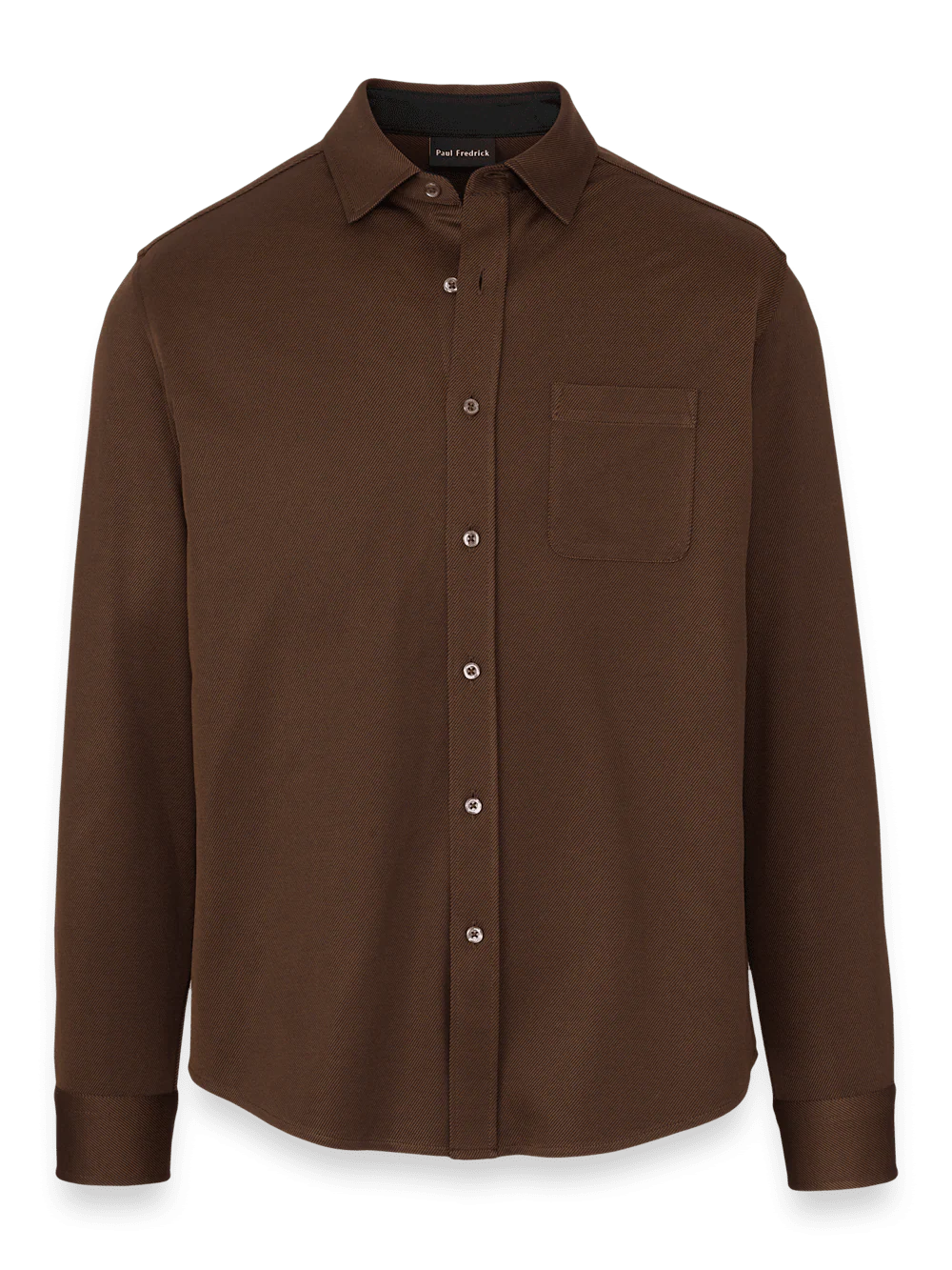 Cotton Blend Button Front Polo - Brown