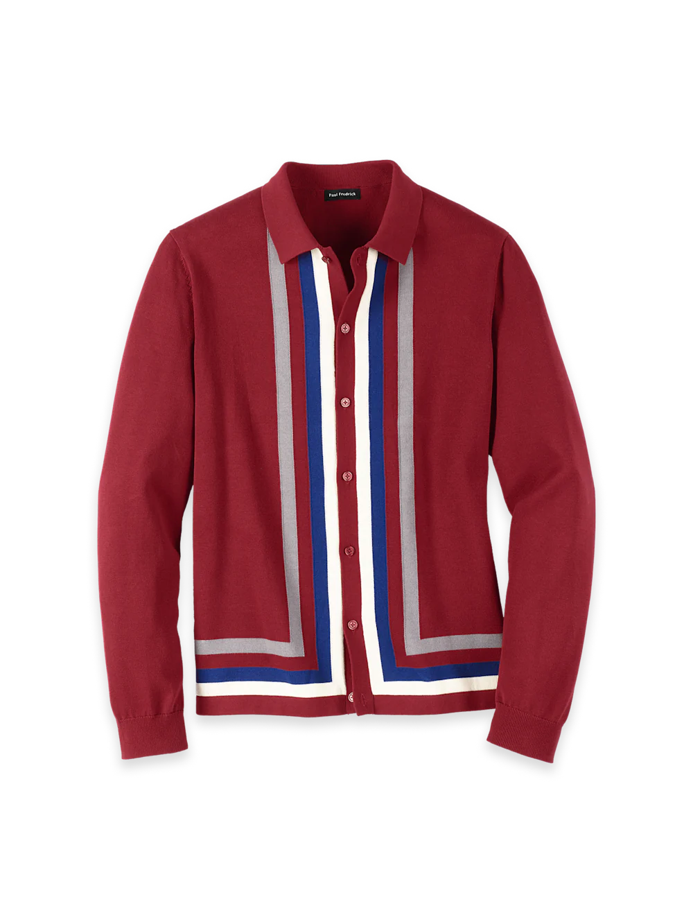 Cotton Button Front Polo - Burgundy
