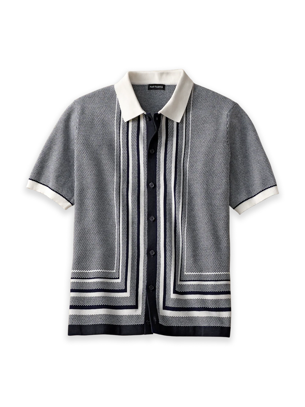 Cotton Button Front Polo - Navy