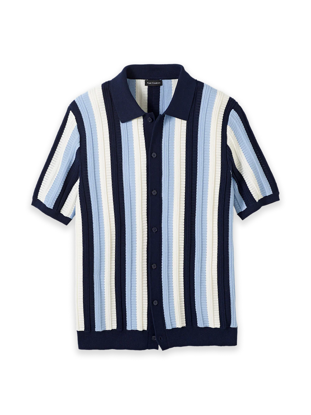 Cotton Button Front Polo - Blue Multi