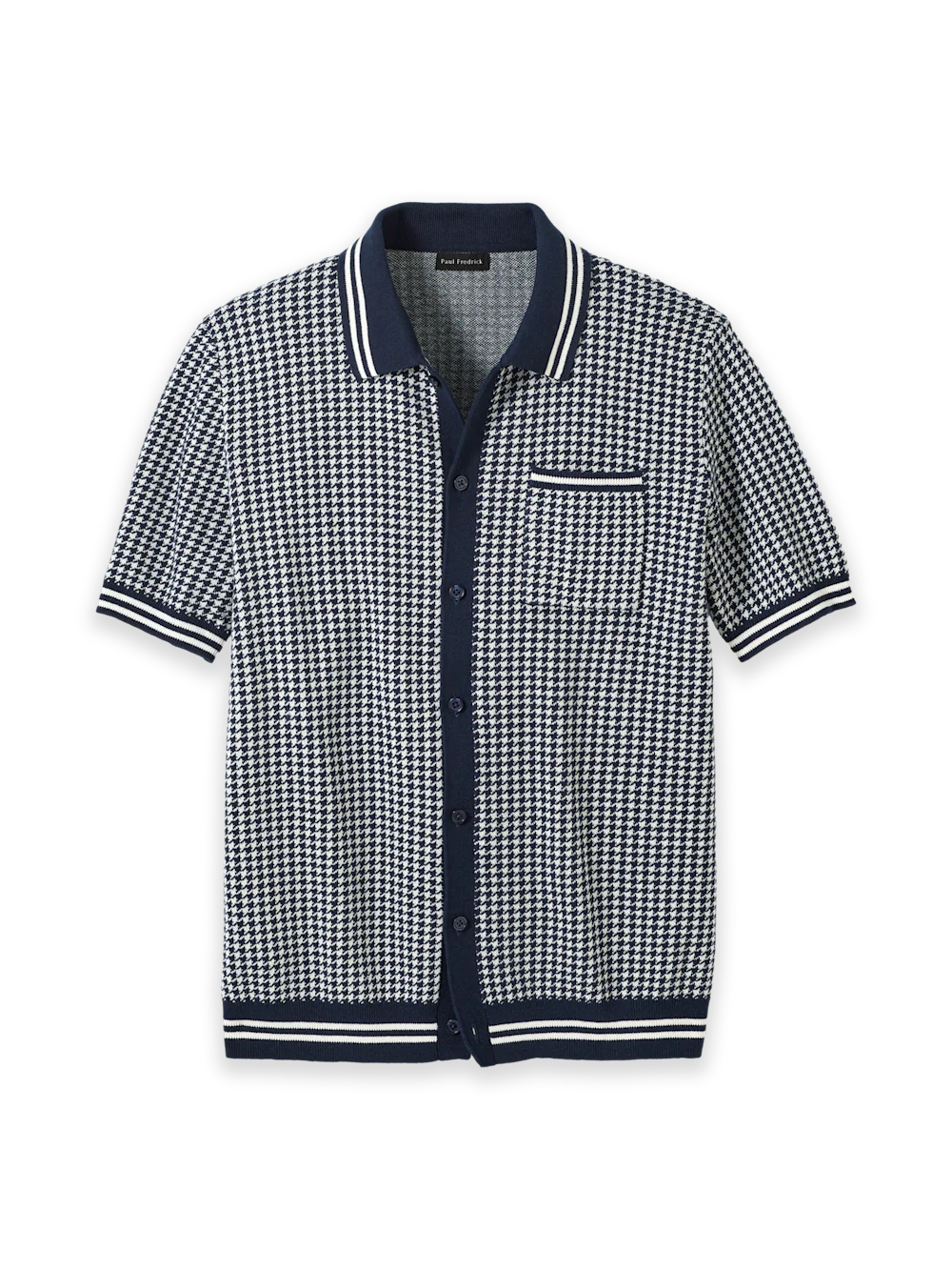 Cotton Button Front Polo - Navy