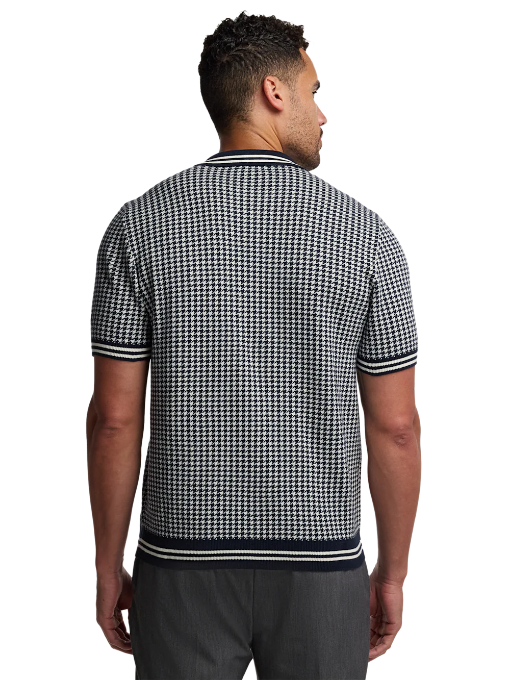 Cotton Button Front Polo - Navy - Image 5