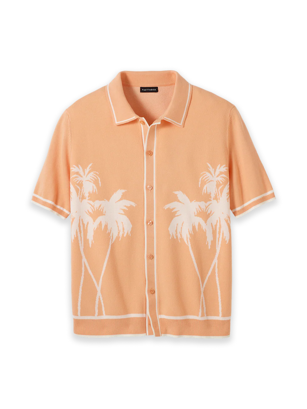 Cotton Button Front Polo - Peach
