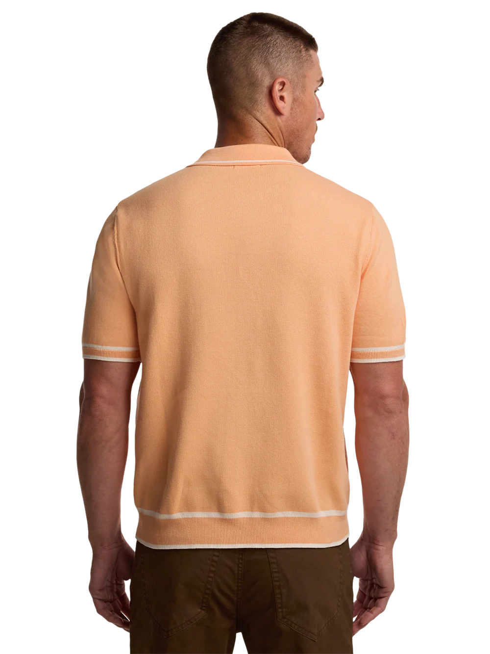 Cotton Button Front Polo - Peach - Image 5