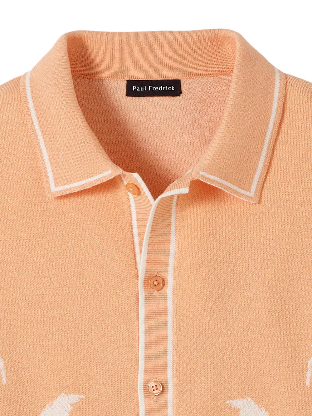 Cotton Button Front Polo - Peach - Image 6