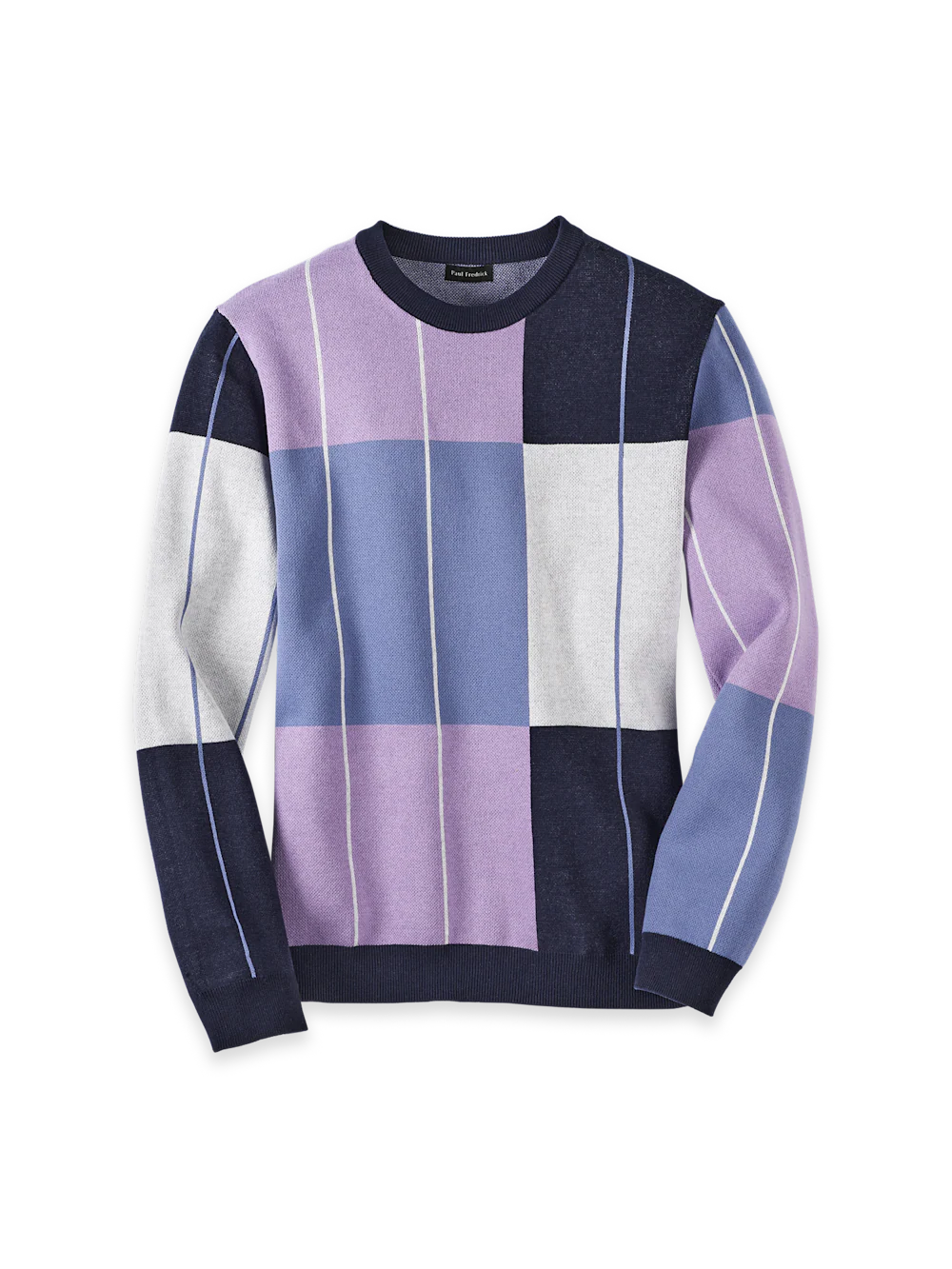 Cotton Crewneck Sweater - Navy/purple