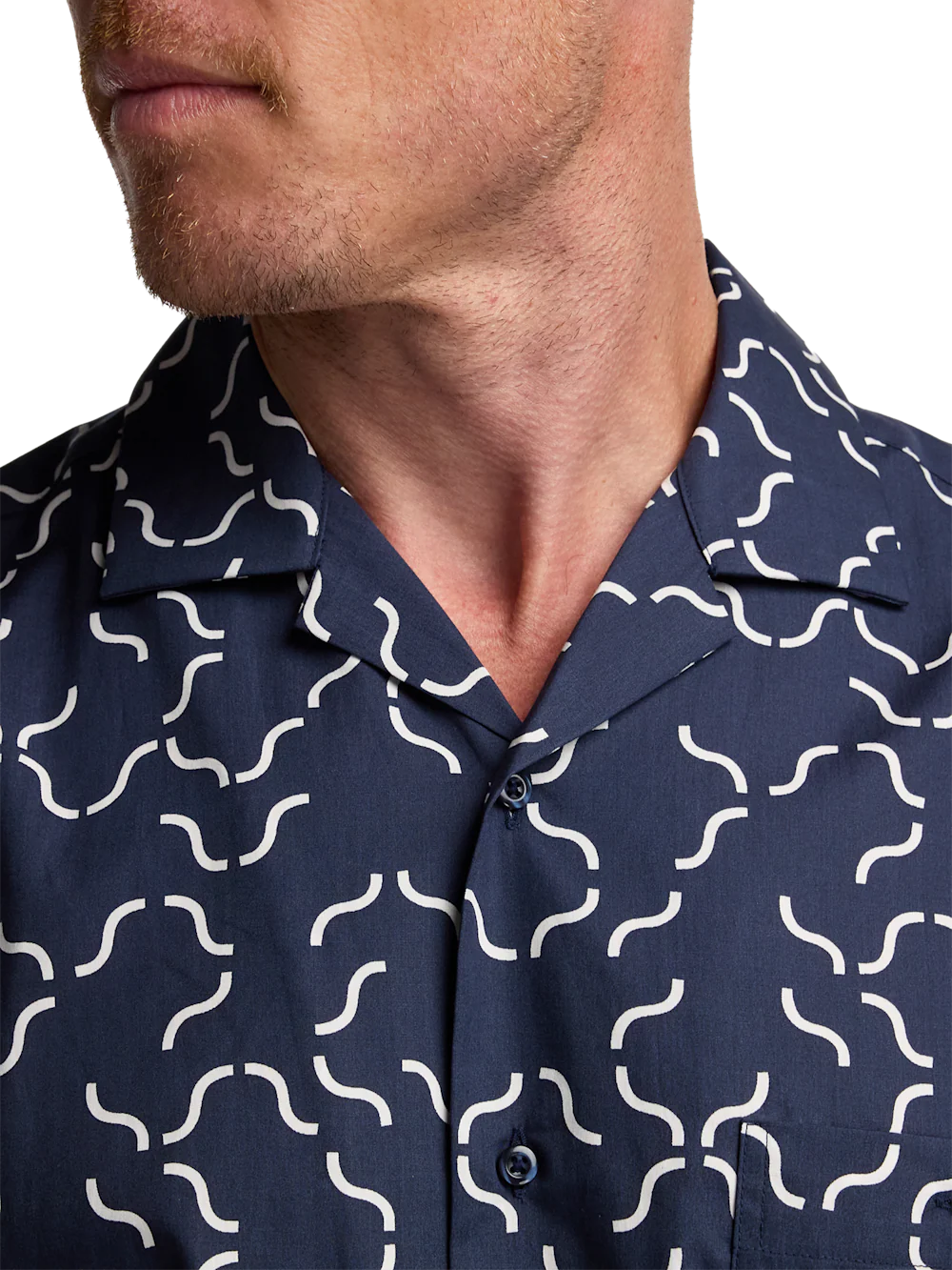 Cotton Deco Casual Shirt - Navy - Image 3