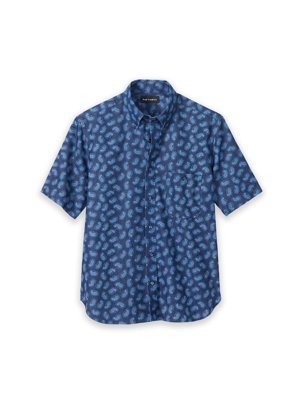 Cotton Denim Paisley Casual Shirt - Dark Navy