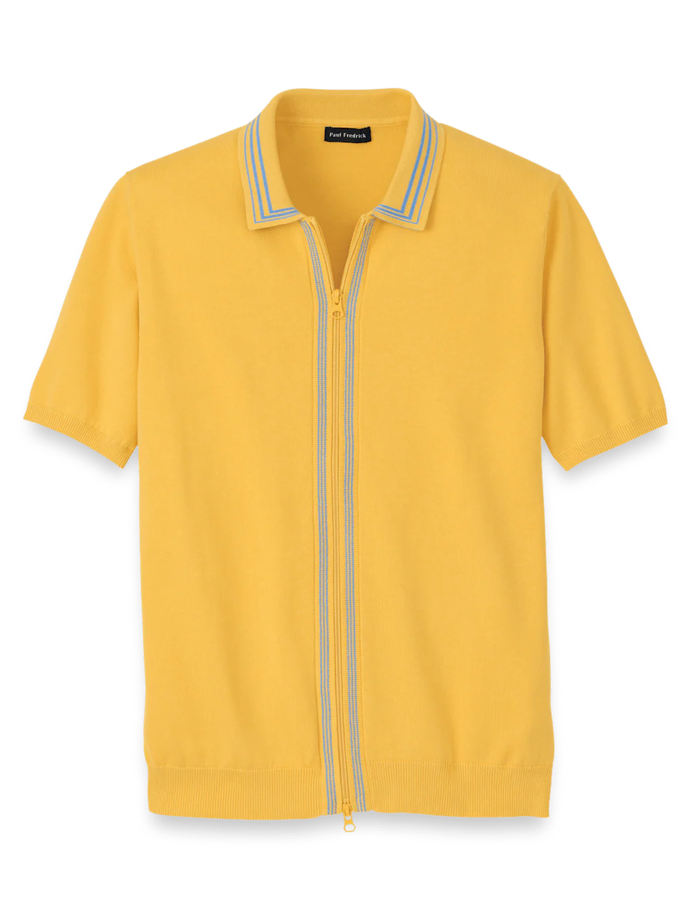 Cotton Full Zip Polo - Yellow