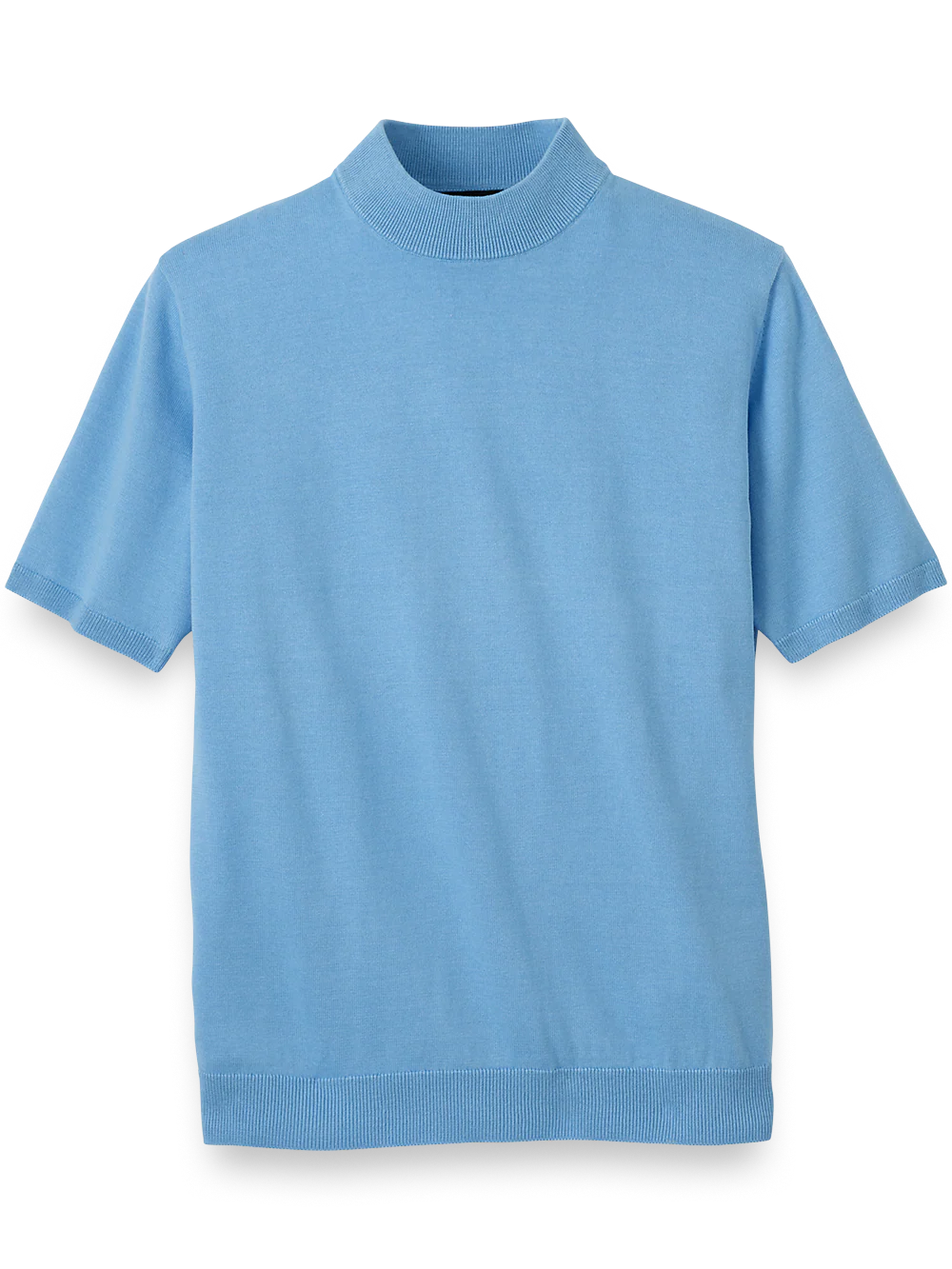 Cotton Mock Neck Sweater - Light Blue