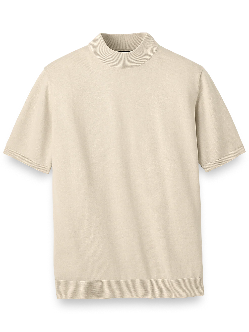 Cotton Mock Neck Sweater - Light Tan