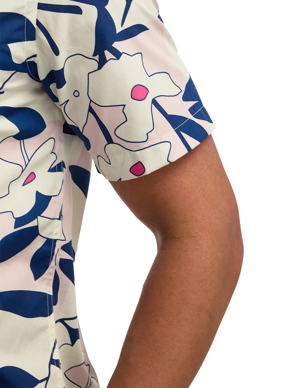 Cotton Patchwork Botanical Casual Shirt - Pink/blue - Image 4