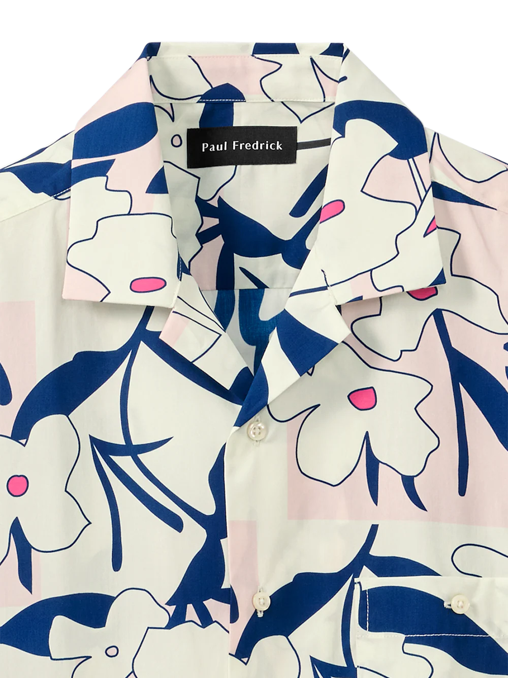 Cotton Patchwork Botanical Casual Shirt - Pink/blue - Image 6