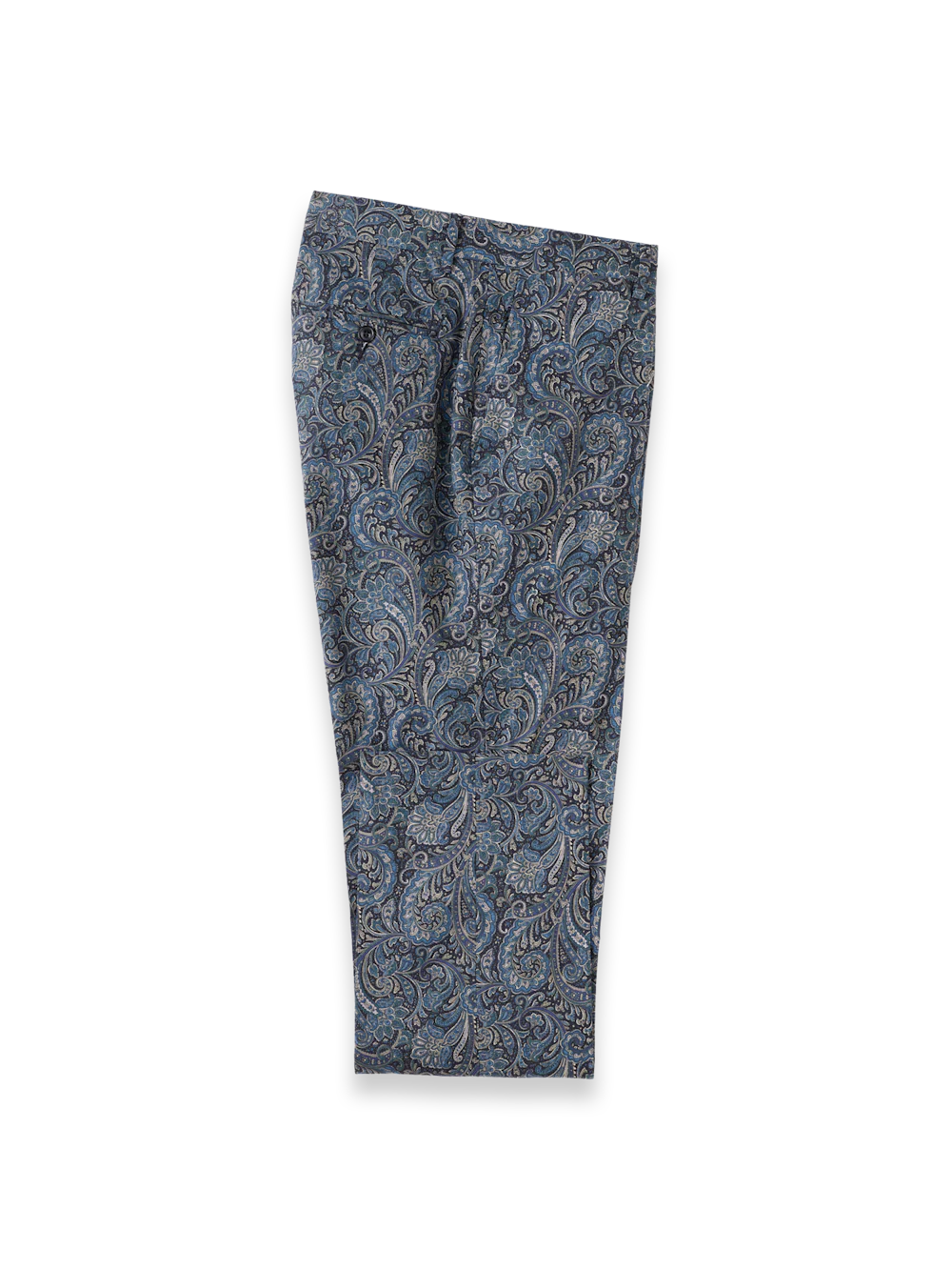 Cotton Printed Flat Fron Pants - Navy Multi