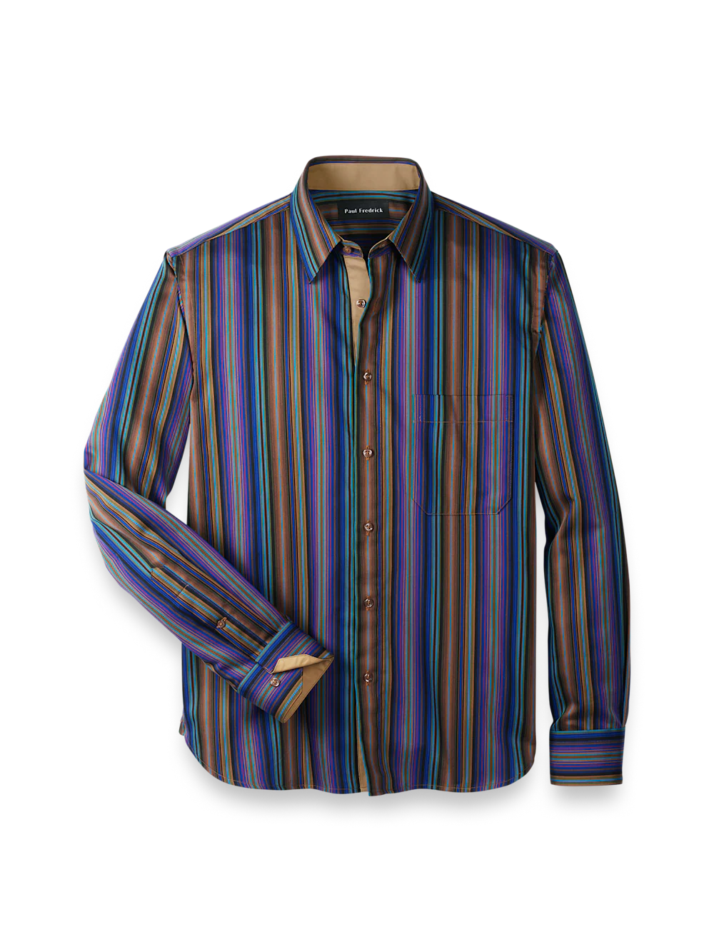 Cotton Stripe Point Collar Casual Shirt - Multi