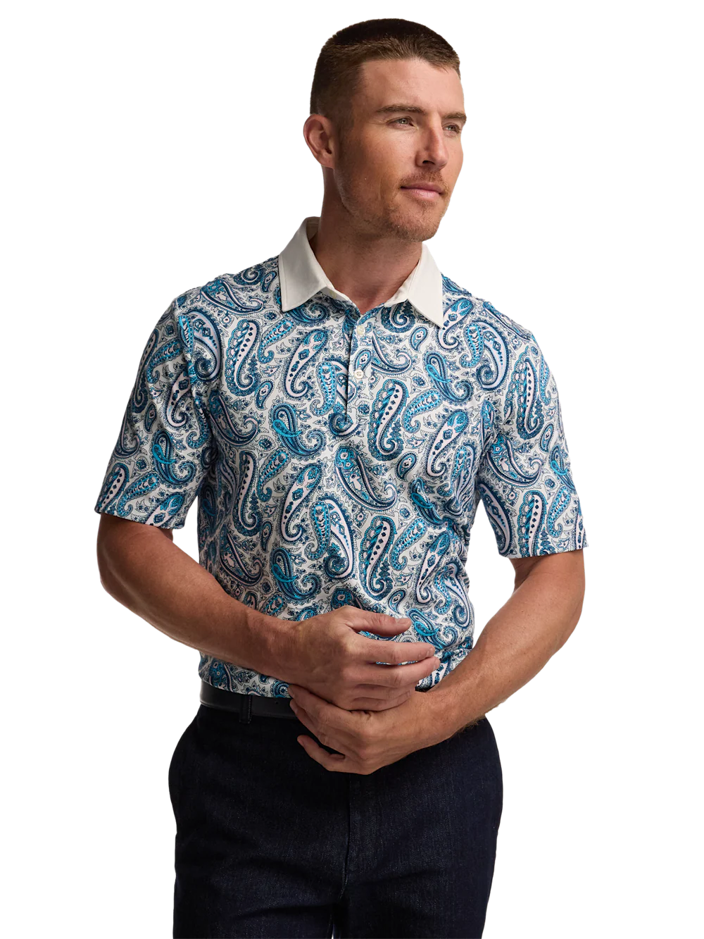 Cotton Three Button Polo - Multi - Image 2