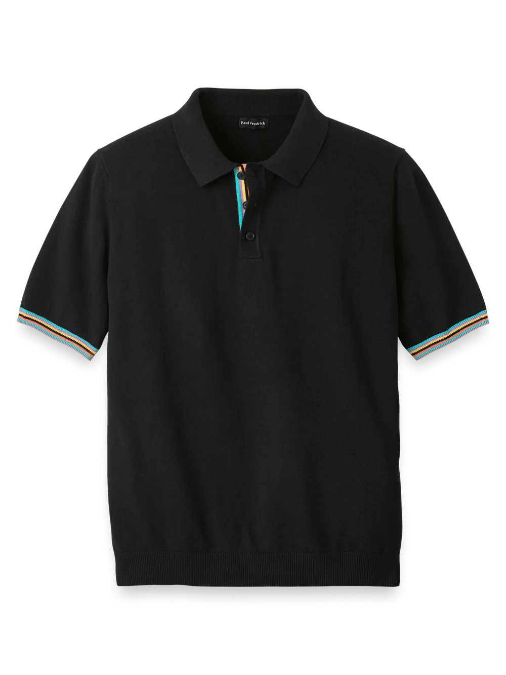 Cotton Three Button Polo - Black