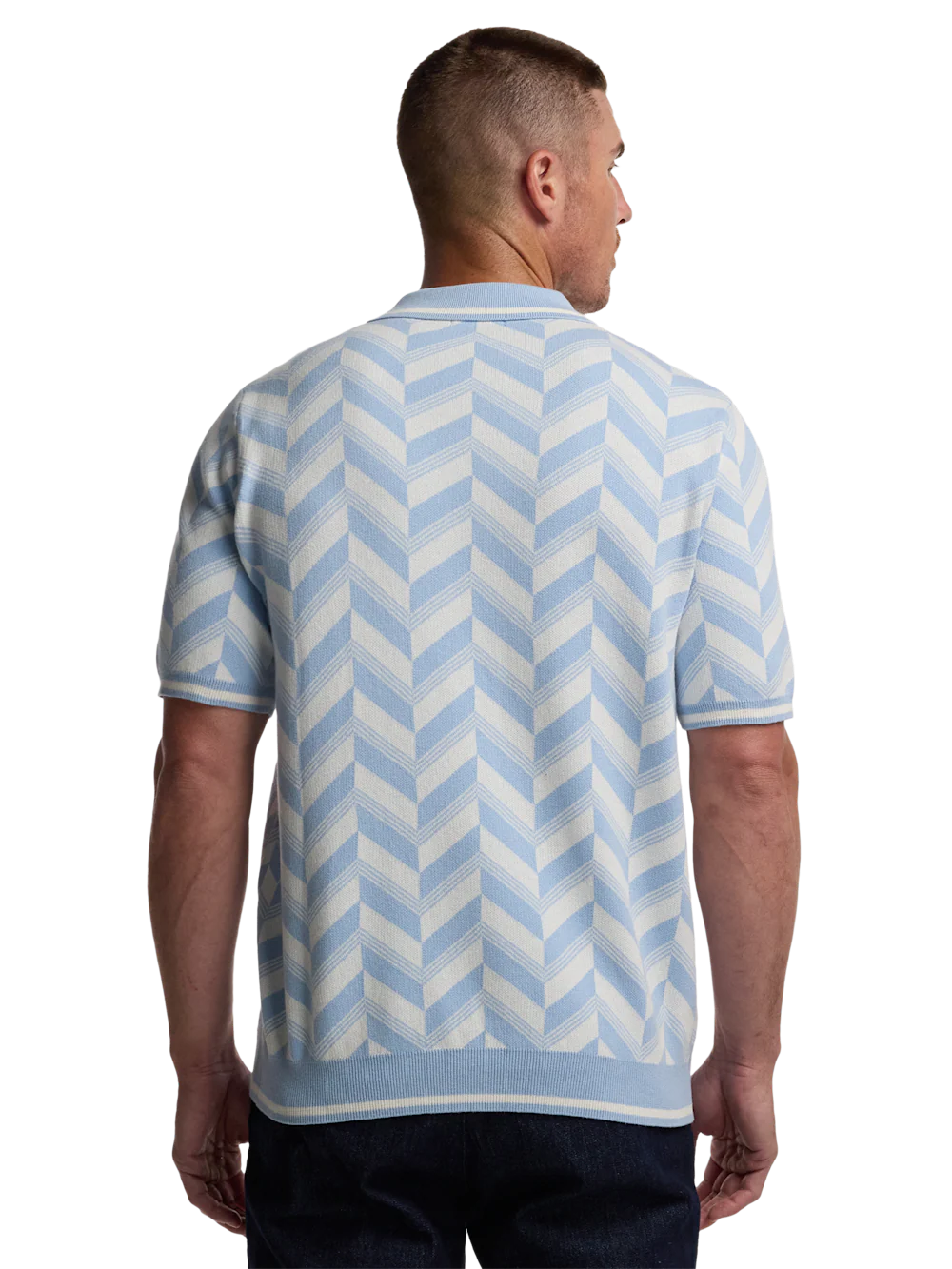 Cotton Three Button Polo - Light Blue - Image 5