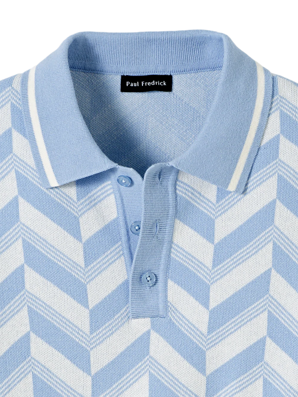 Cotton Three Button Polo - Light Blue - Image 6