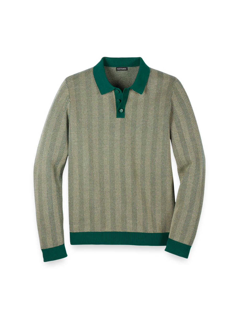 Cotton Three Button Polo - Green