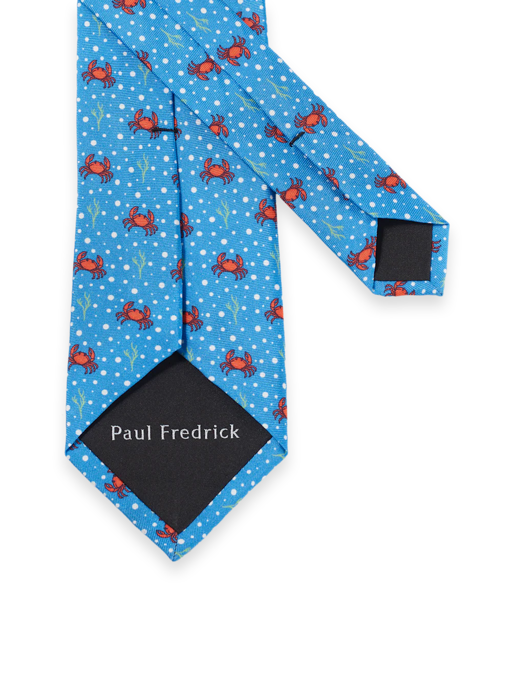 Crab Motif Woven Silk Tie - Blue Multi - Image 3