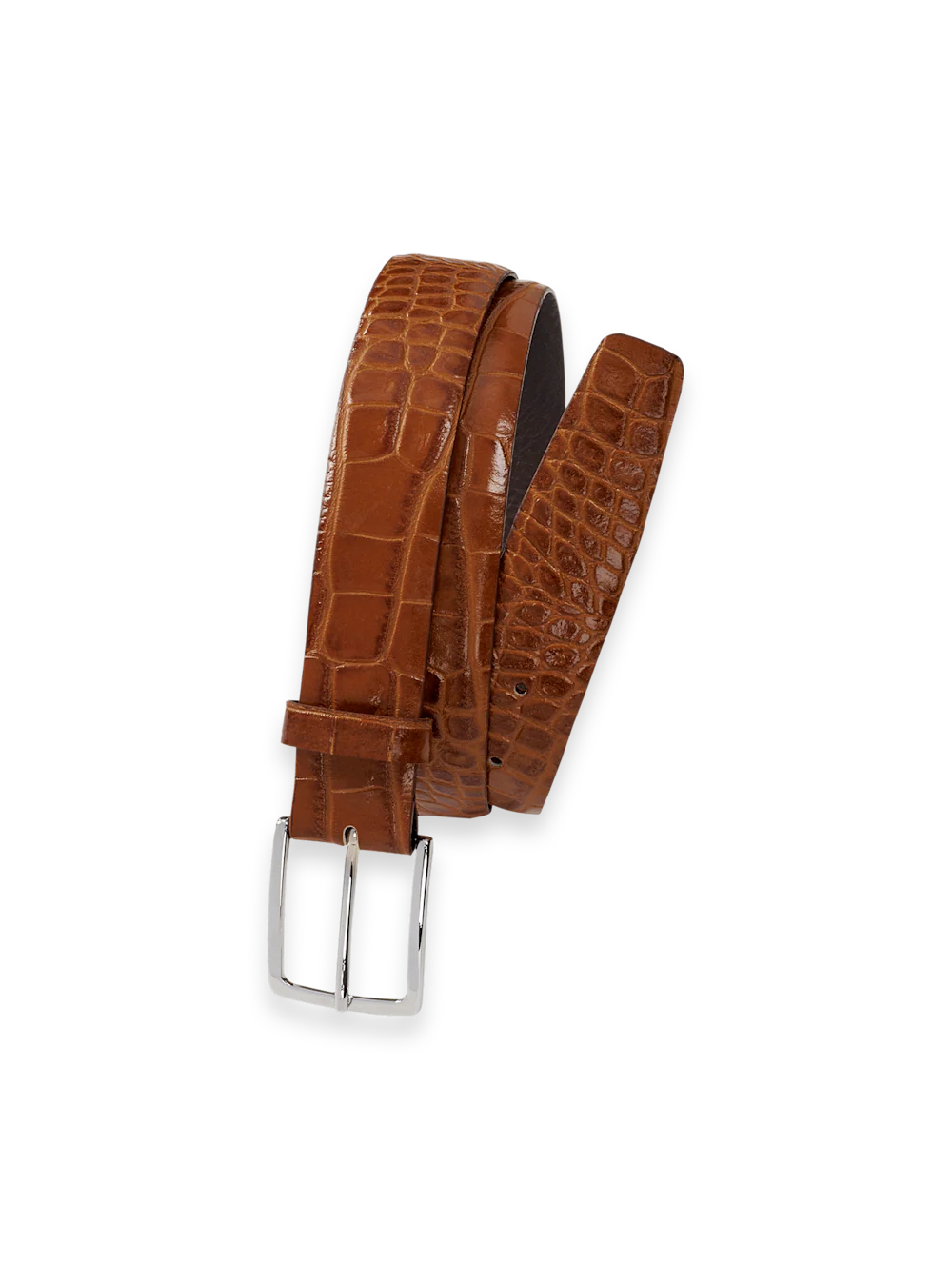 Crocodile Embossed with Changeable Buckle Belt - Brandy