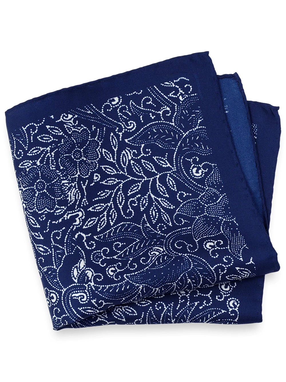 Floral Silk Pocket Square - Blue