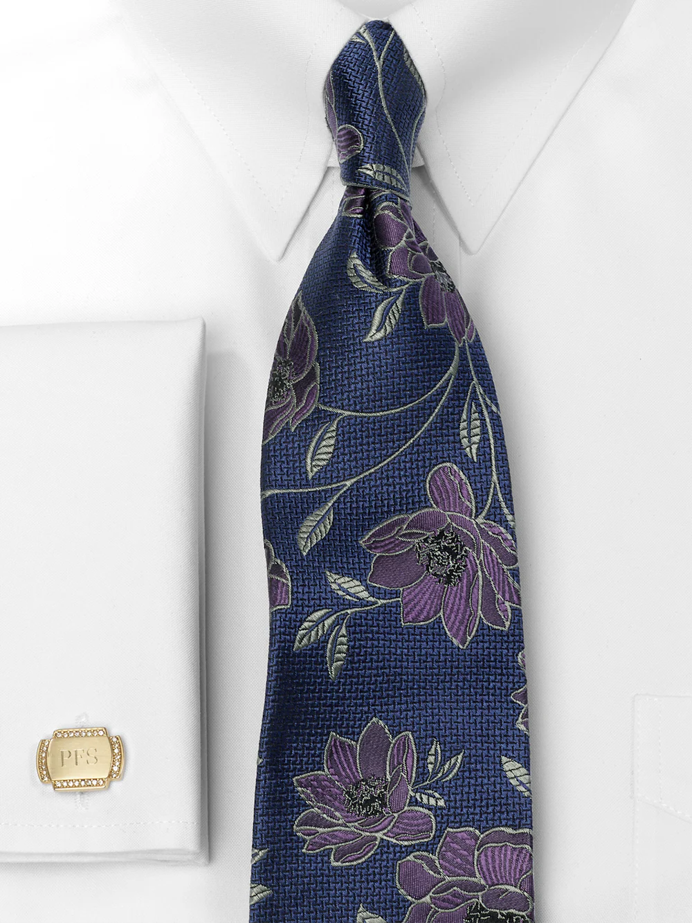 Floral Woven Silk Tie - Blue/purple - Image 2
