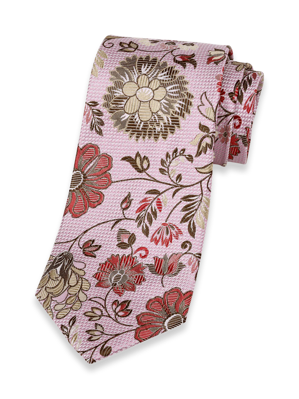 Floral Woven Silk Tie - Pink Multi