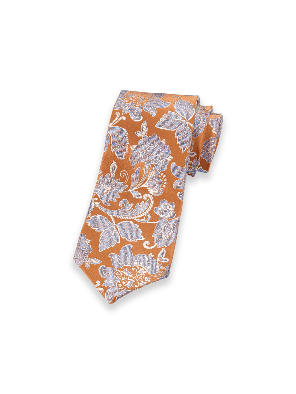 Floral Woven Silk Tie - Melon/blue