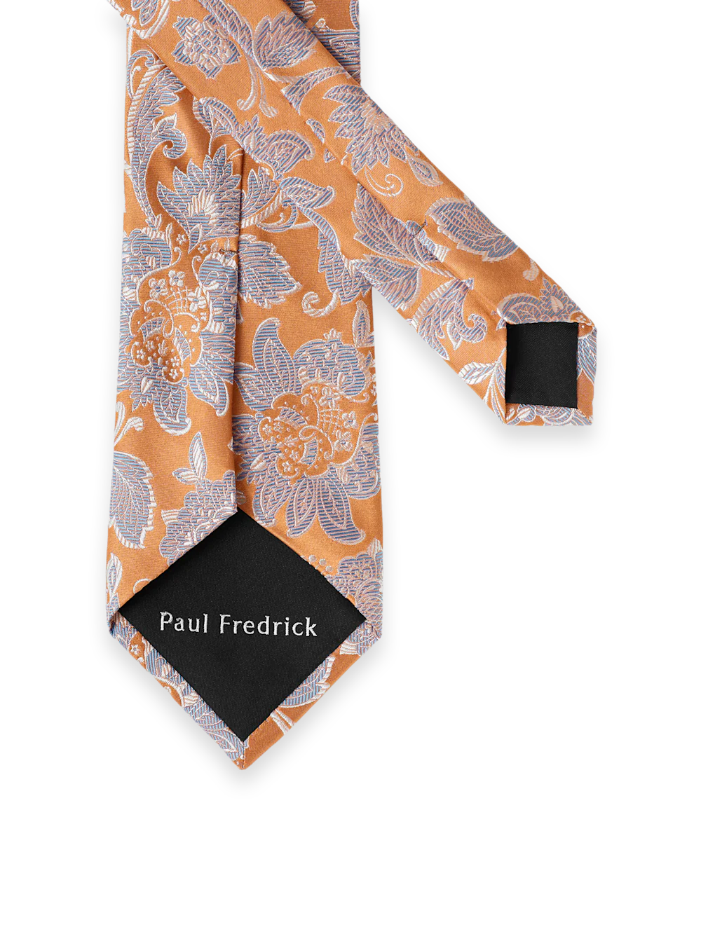 Floral Woven Silk Tie - Melon/blue - Image 2