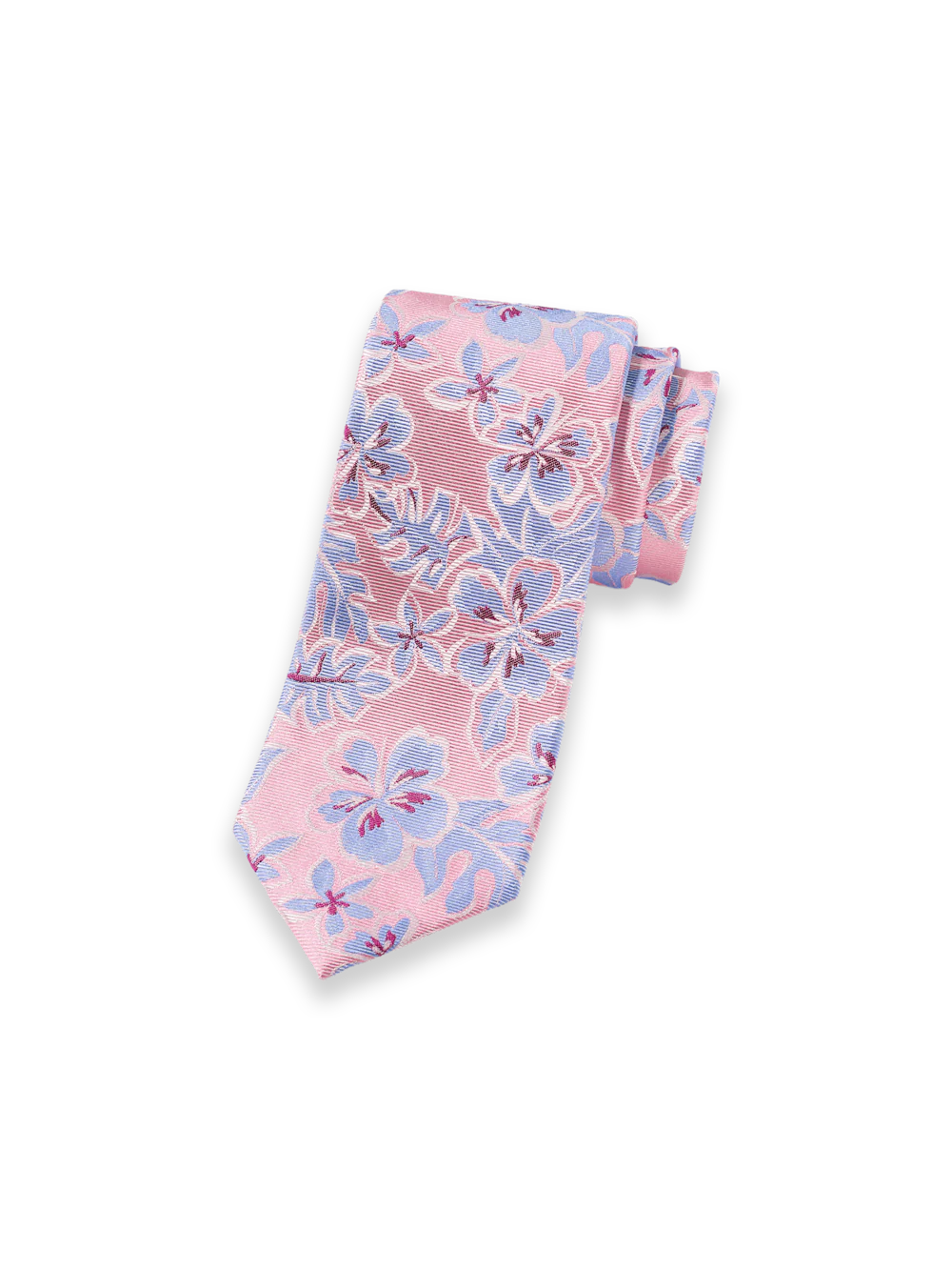 Floral Woven Silk Tie - Pink/blue