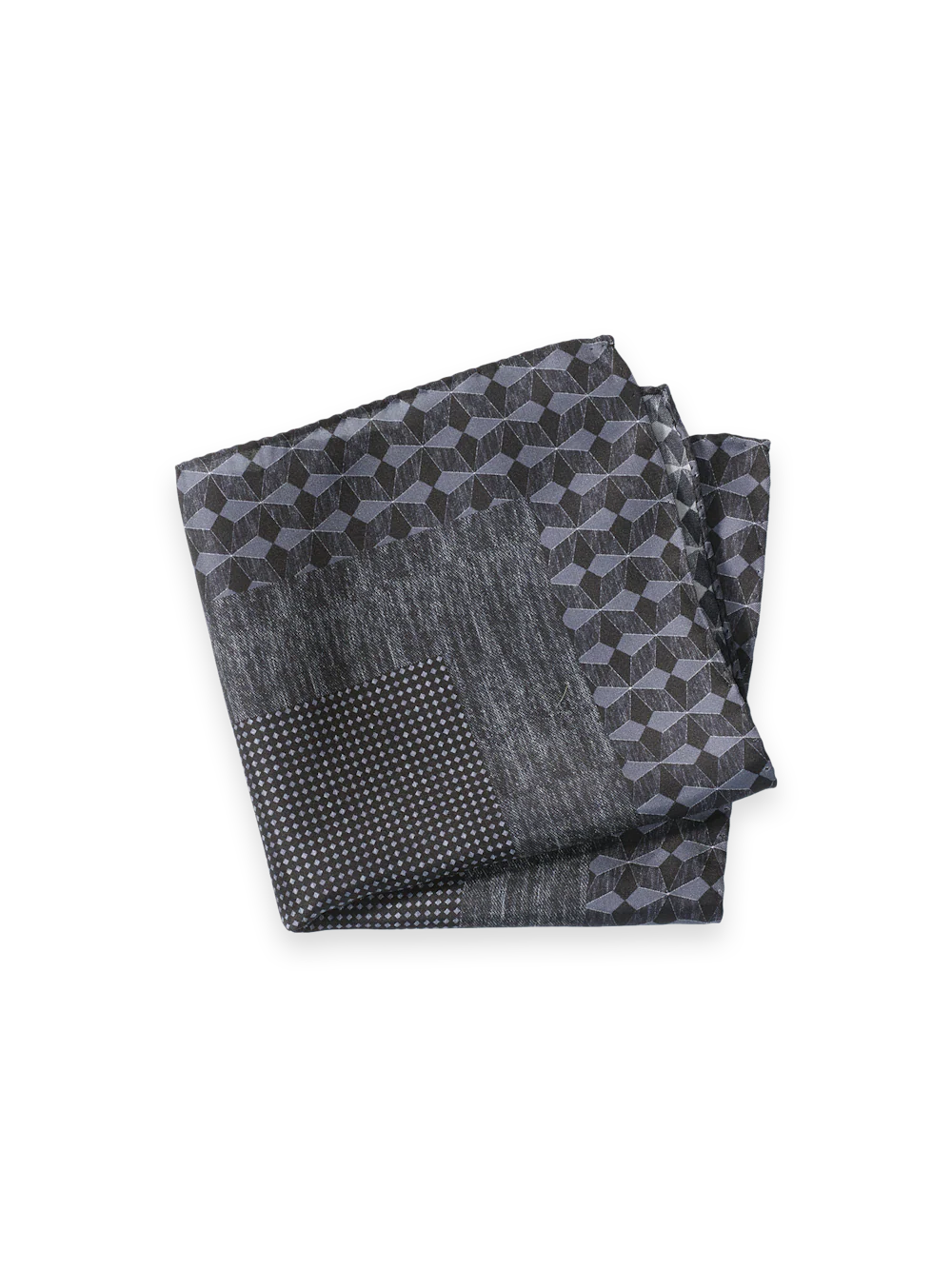 Geometric Silk Pocket Square - Black/grey