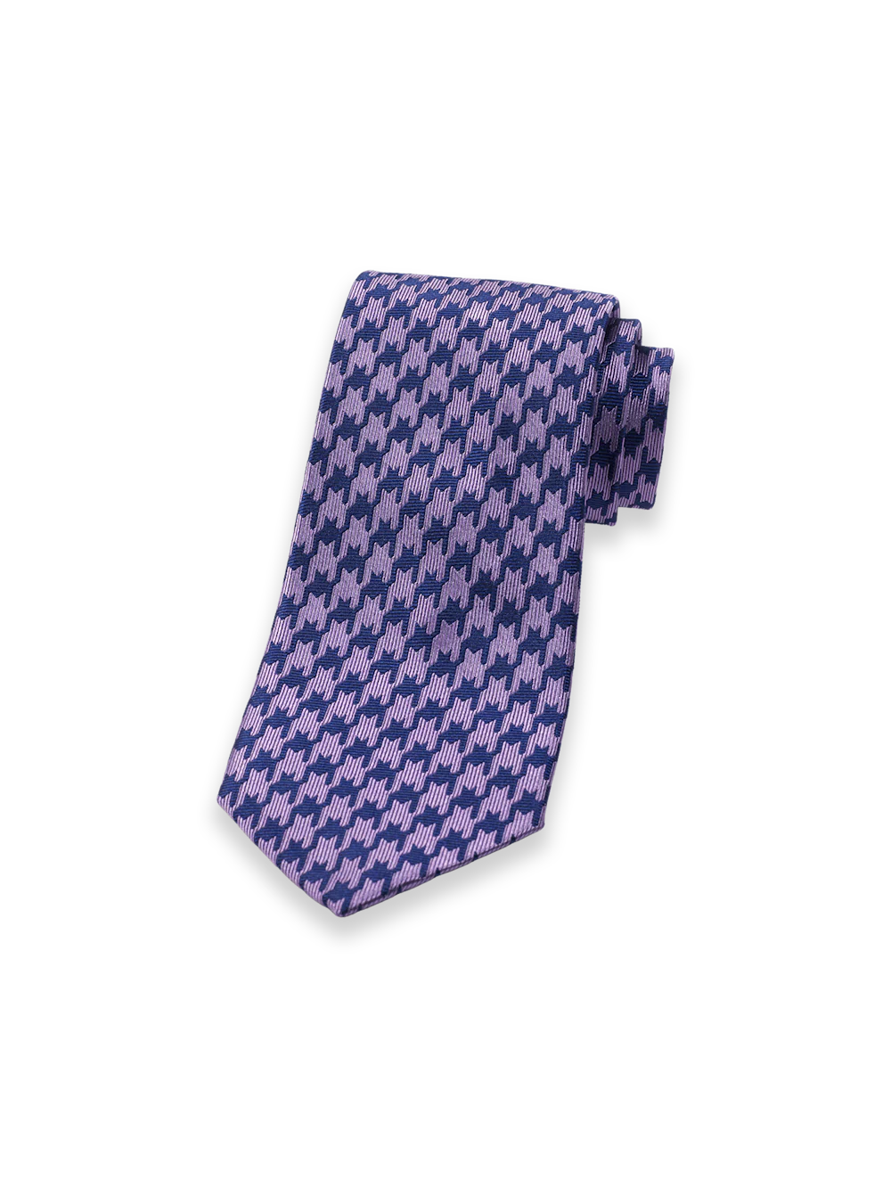 Houndstooth Woven Silk Tie - Purple/navy