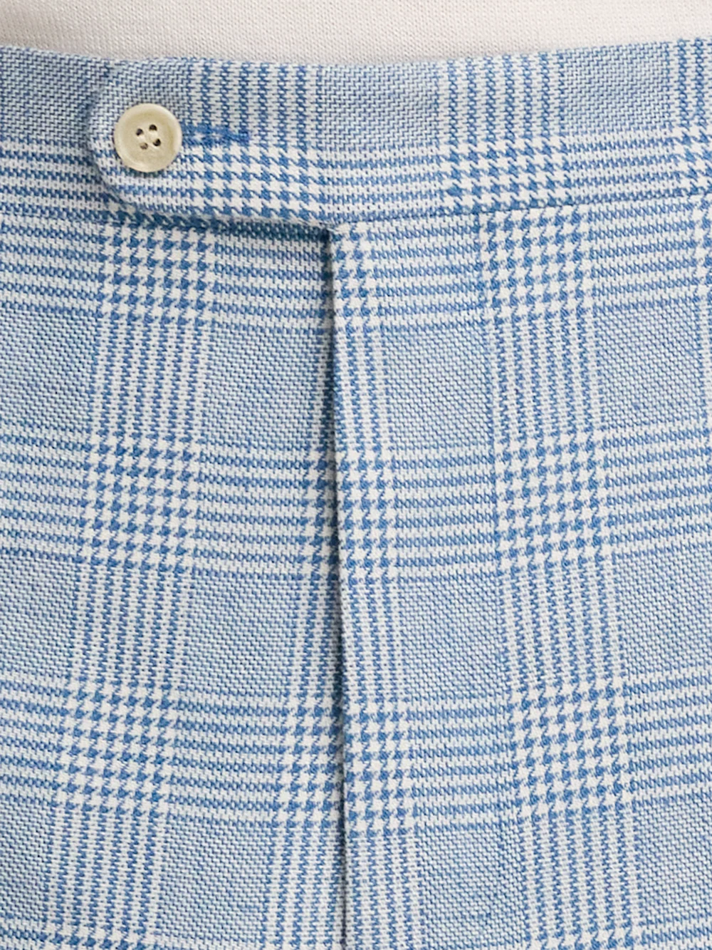 Italian Cotton Blend Plaid Flat Front Suit Pants - Tan/blue Plaid - Image 5