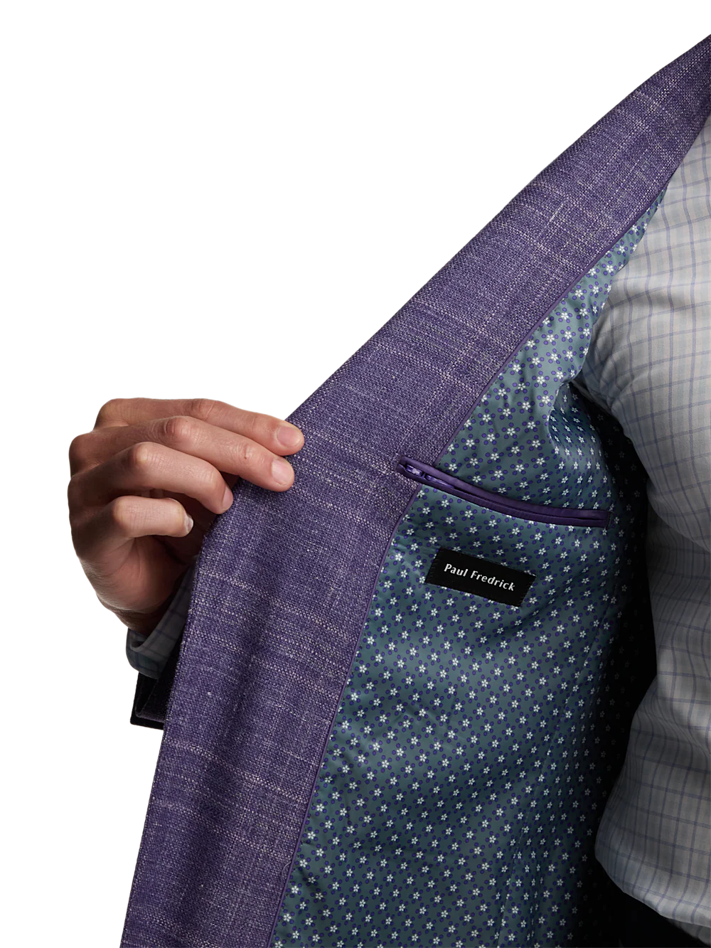 Knit Soft Touch Single Breasted Notch Lapel Sport Coat - Purple - Image 4