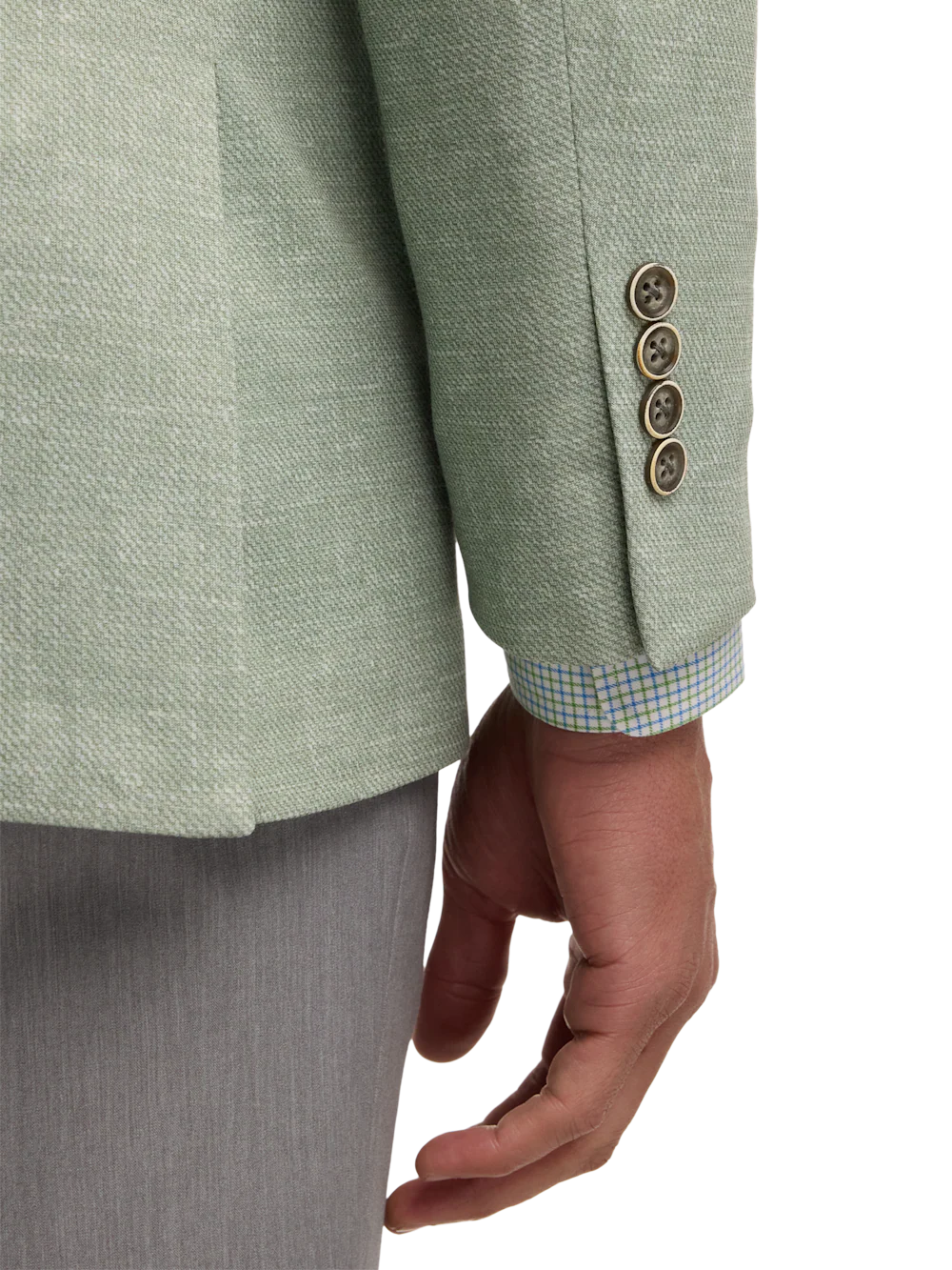 Knit Soft Touch Single Breasted Notch Lapel Sport Coat - Light Green - Image 3