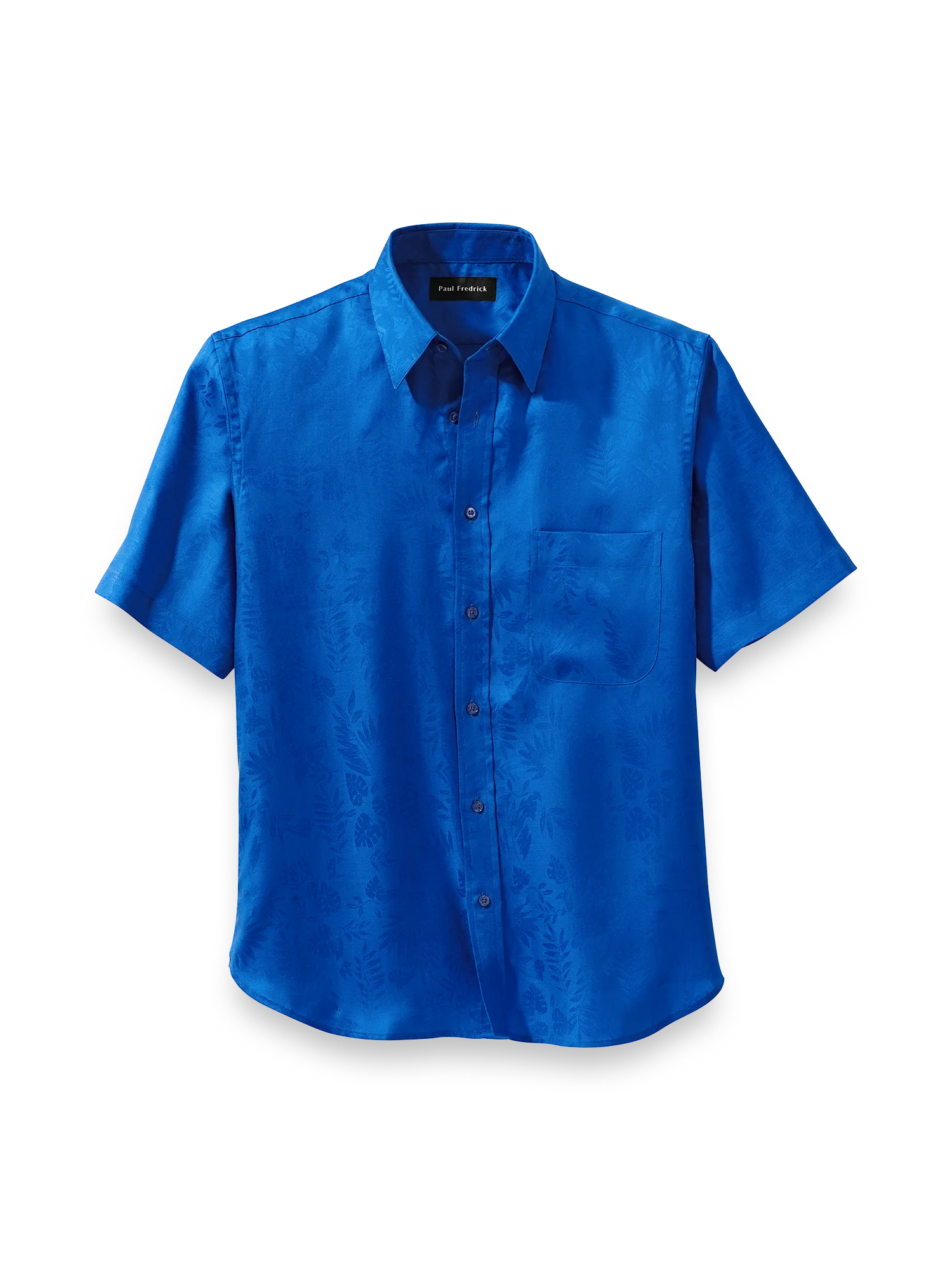 Lyocell Solid Jacquard Casual Shirt - Blue