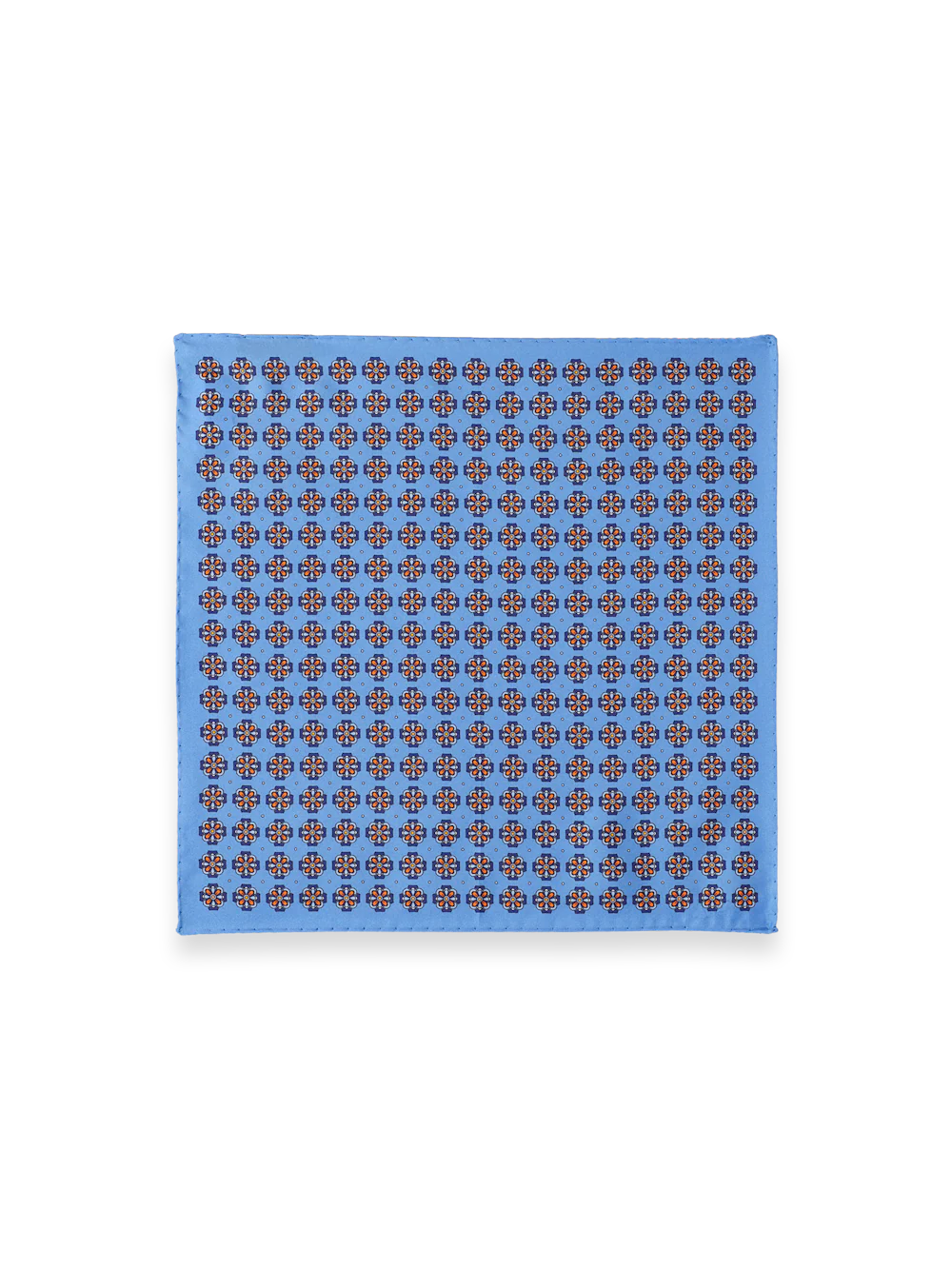 Medallion Silk Pocket Square - Blue/orange - Image 2