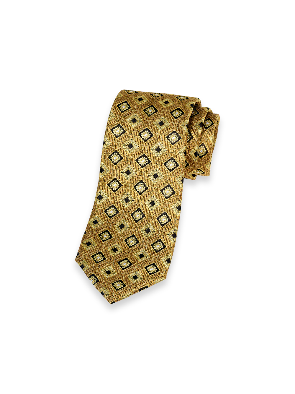 Medallion Woven Silk Tie - Gold
