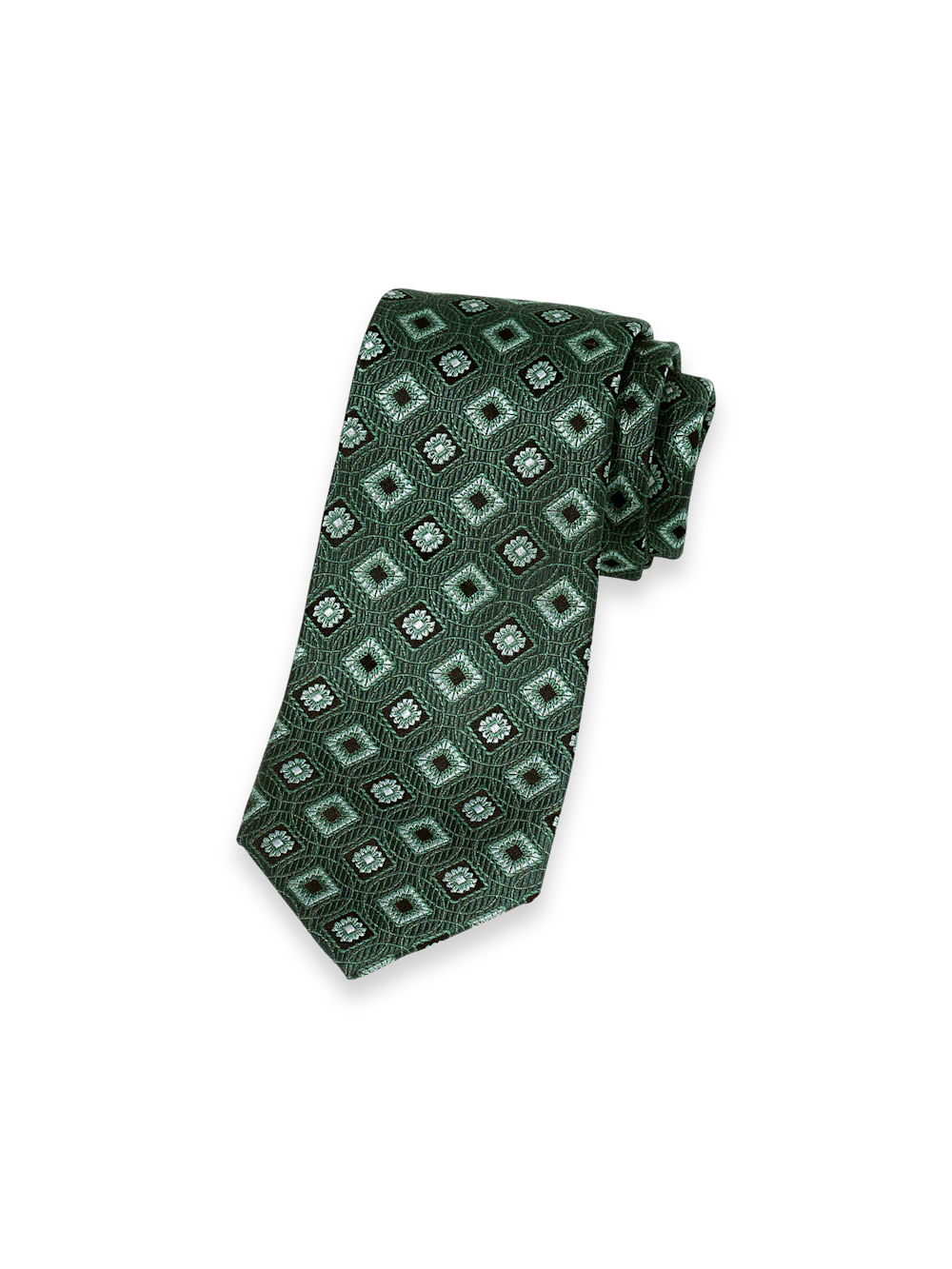 Medallion Woven Silk Tie - Green