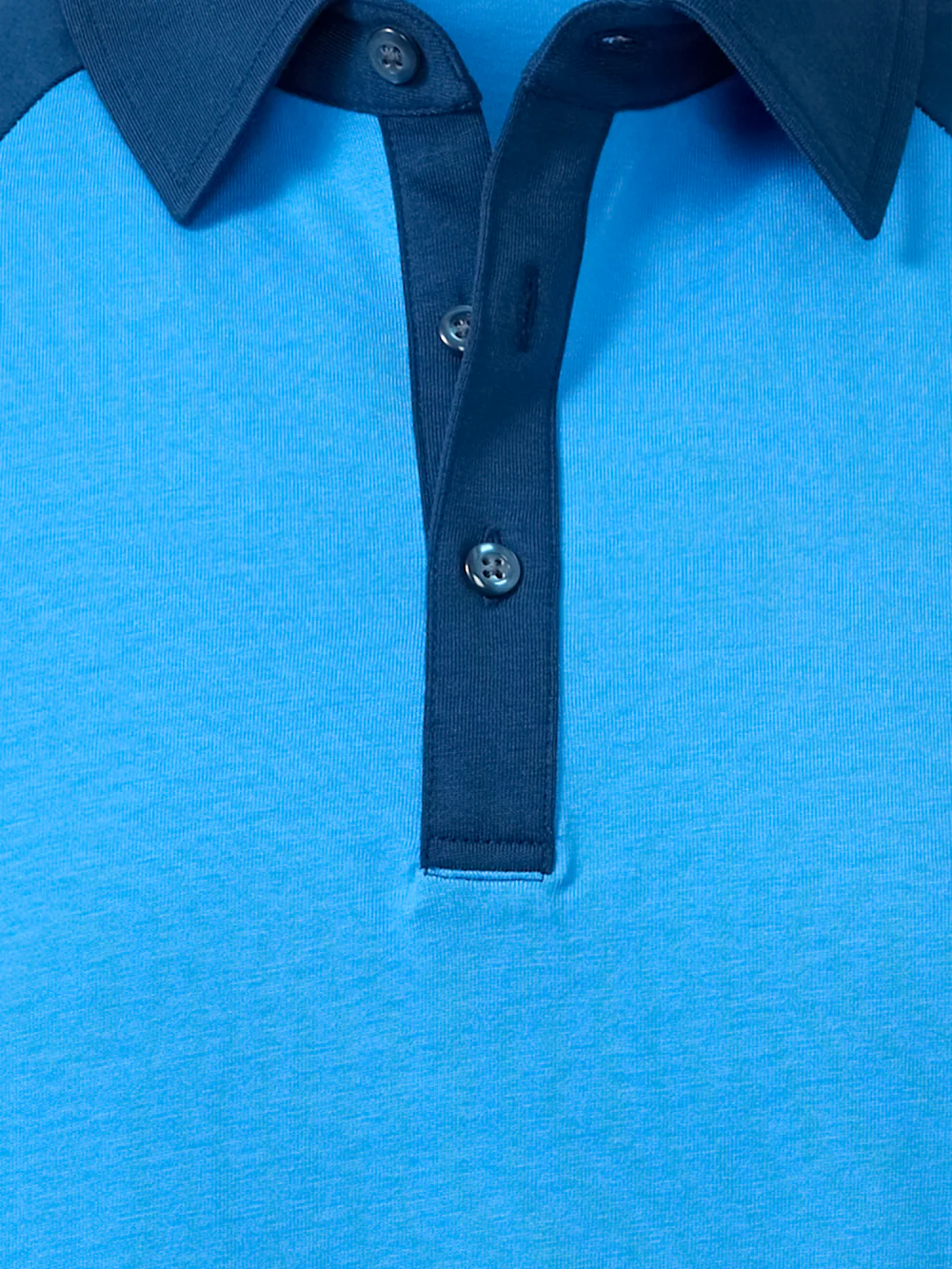 Mercerized Cotton Three Button Polo - Blue - Image 6